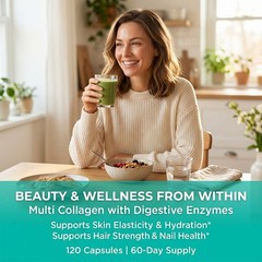 Multi Collagen Complex with Digestive Enzymes-Support Skin,Hair,Joint 30~120Caps