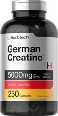 German Creatine Monohydrate 5000mg | 50 Servings | 250 Capsules | by Horbaach
