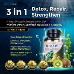 2x dBeauLab Phylum Natural Algae Spirulina Chlorella Superfood Chlorophyll 180s