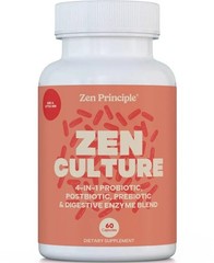 Zen Principle 4-in-1 Probiotic Prebiotic Enzyme w/ Pea Starch, 60 Capsules