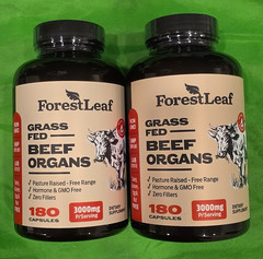 ForestLeaf Grass Fed Beef Organs Supplement 3000mg 180 Capsules 2 Bottles