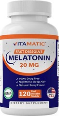 Vitamatic Melatonin 20mg Tablets | Vegetarian, Non-GMO, 120 Count (Pack of 1)