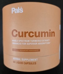 Pals Curcumin 500mg Herbal Supplement 60 Liquid Capsules 05/2027