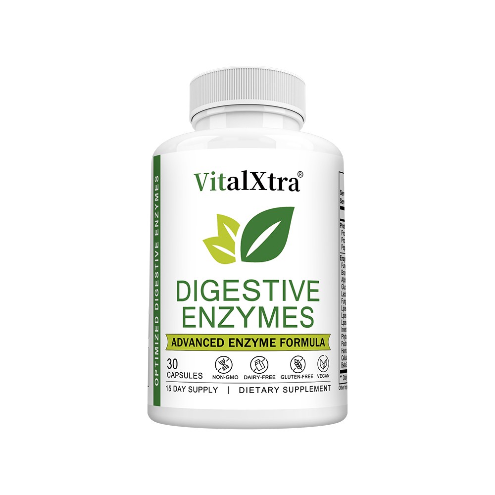 Digestive Enzymes Capsule Support Protein Carb Fiber Dairy Digestion 30-120 Pill