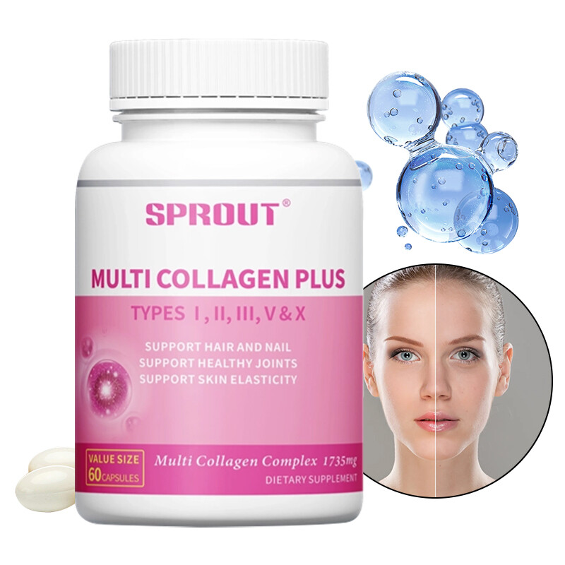 Multi Collagen 1735mg-60 Capsules-Type I,II,III,V,X Anti-Aging, Skin,Hair,Nail