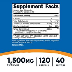 Nutricost Spermidine Wheat Germ Extract Supplement, 1500mg, 120 Capsules