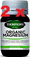 2 x Thompson&rsquo;s Organic Magnesium Tablets 30 – Muscle, Nervous and Heart health