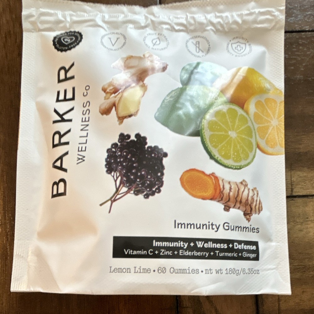 Barker Wellness Co Immunity Gummies Lemon Lime 60 ct Exp 02/2027