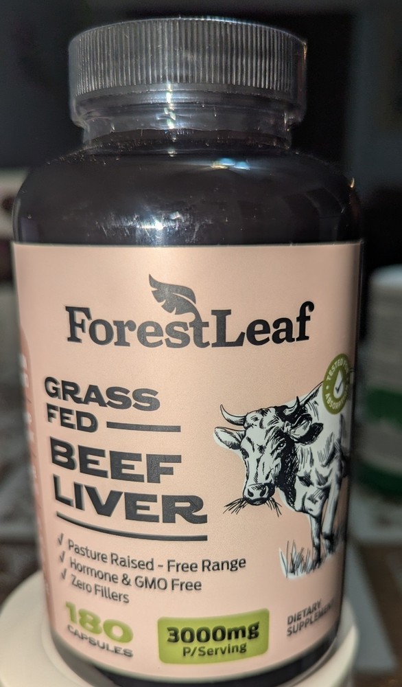ForestLeaf Grass Fed Beef Liver 3000mg 180 Caps GMO-Free Exp 02/2029