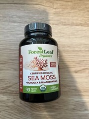 Organic Irish Sea Moss w Bladderwrack, Burdock Root 90 Caps-3 per serv EXP 12/26