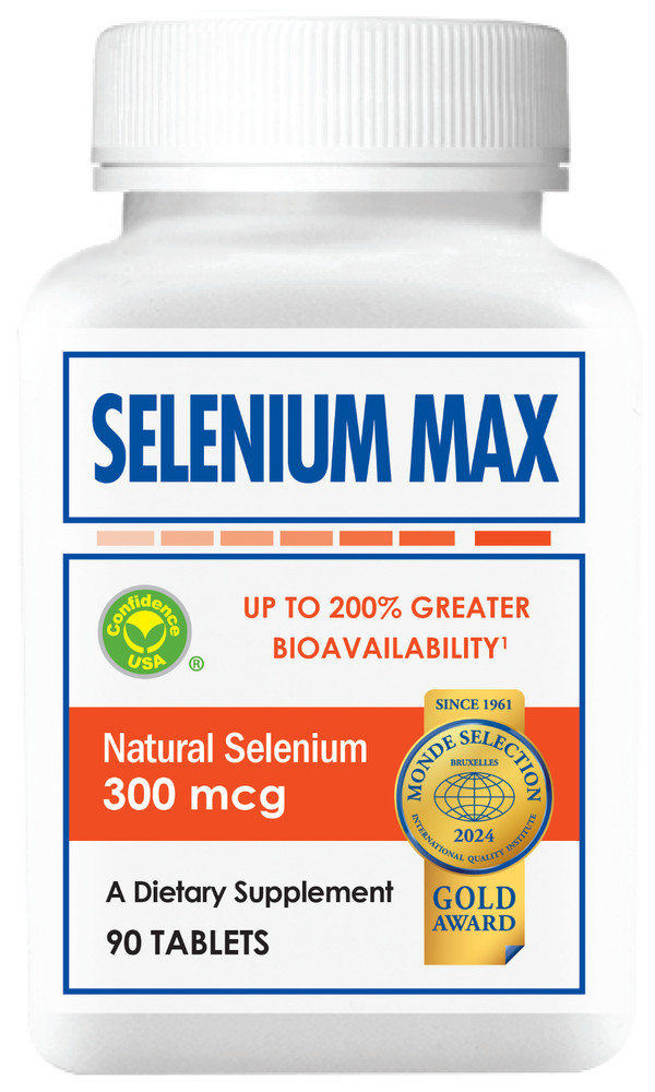 Confidence USA Selenium Max 90 Tablets –Natural Selenium 300mcg-Immune&Longevity