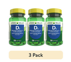 Spring Valley Extra Strength Vitamin D3 250 mcg 10000 IU Softgels 200 Ct, 3PK