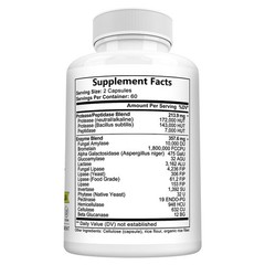 Digestive Enzymes Capsule Support Protein Carb Fiber Dairy Digestion 30-120 Pill
