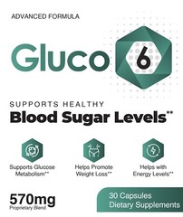 Gluco 6 Blood Support Supplement – Genuine 30 Capsules With Sukre and Theacrine