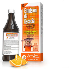 Emulsion De Escocia Cod Liver Oil Dietary Supplement Liquid Orange Flavor 6.5 Oz