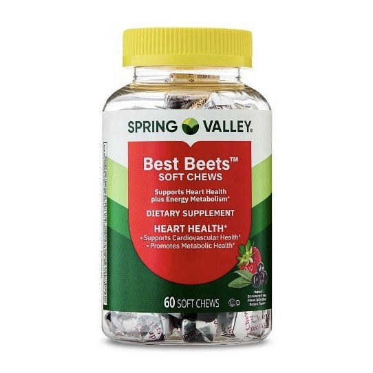 Spring Valley Best Beets Soft Chews 60ct Heart Health Strawberry Gluten-Free MPN