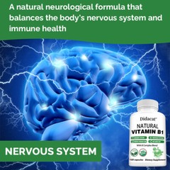 Natural Vitamin B1 Complex B1,B2,B3,B5,B6,B7,B9,B12, Immune Support Capsules