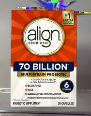Align 70 Billion Multi-Strain Probiotic Digestive Support Capsules 30 ct