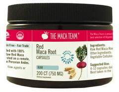 Raw Organic Red Maca Capsules – Fresh Harvest from Peru – 750 Mg, 200 Ct
