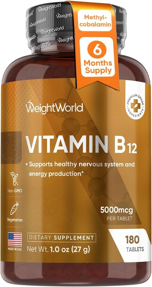 WeightWorld Vitamin B12 5000mcg 180 Tablets – Energy & Nervous System Support