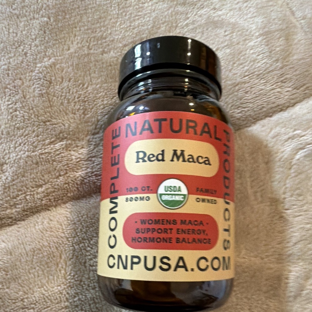 Complete Natural Products Red Maca Root Powder 800mg 100 Capsules USDA Organic