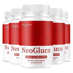 NeoGluco Blood Sugar Support Supplement Capsules Natural 5 Pack 300Ct