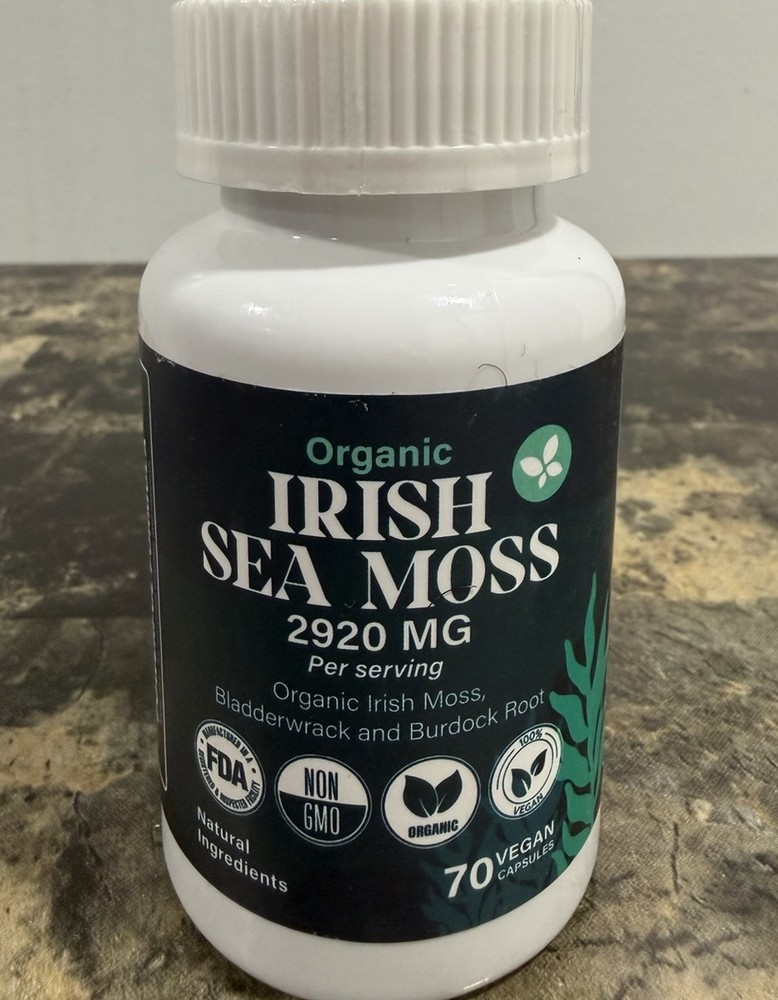 Irish Sea Moss Bladderwrack Burdock Root Organic Vegan 2920mg 70 Capsules