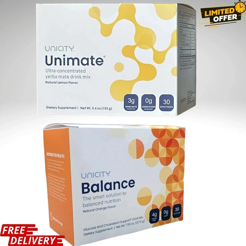 Combo-Unicity Unimate LEMON Ginger and Unicity Balance Natural ORANGE Flavor