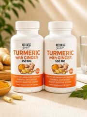 2-Pack ~ Wellness Garden Turmeric with Ginger 550mg 90 Capsules Extra Strength