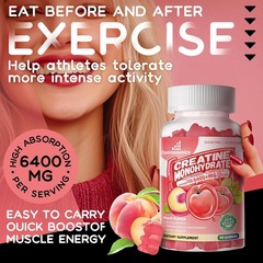 Creatine Monohydrate Complex Gummies, Peach, 6400mg 180CT (2X90) Exp Jan 27