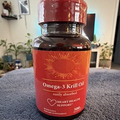 Omega-3 Krill Oil 500mg Softgels for Heart Health Support, 80 Count