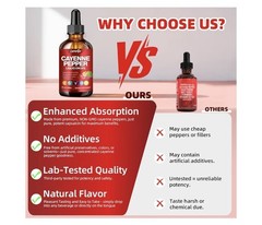 LunfQA Cayenne Pepper Liquid Drops w/ D3 K2 Hawthorn Beet Non-GMO 2 fl oz