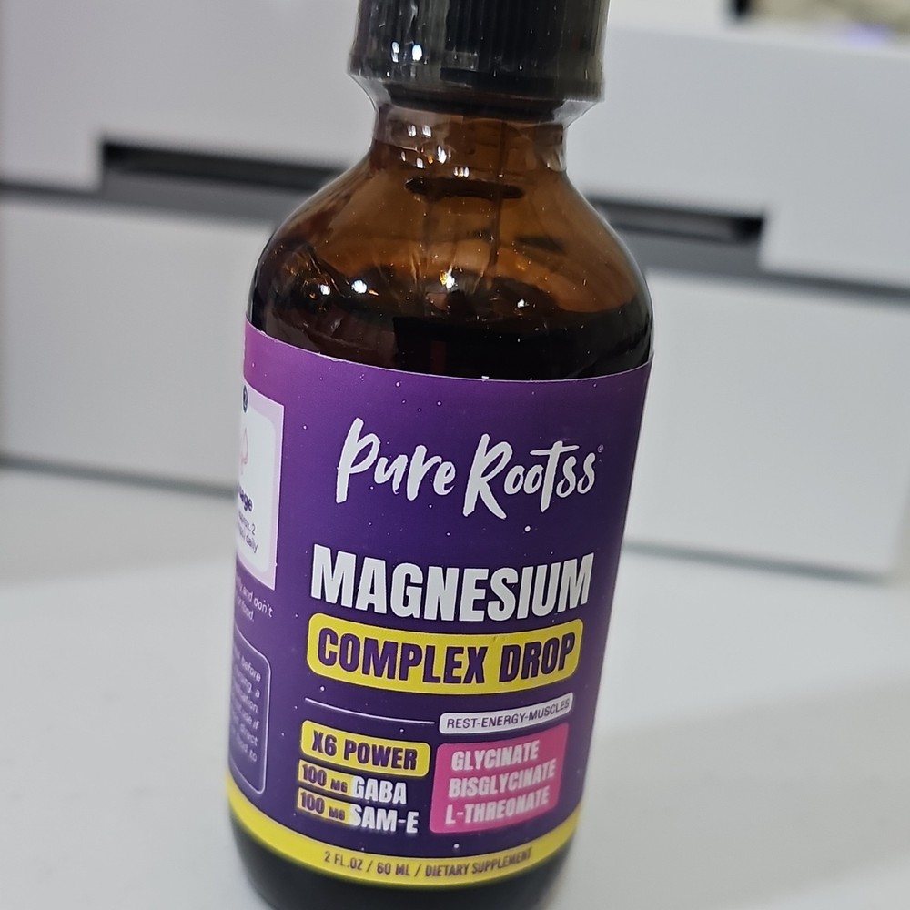 Pure Rootss Magnesium Complex Liquid Drops 2 fl oz w/ GABA 5-HTP L-Tryptophan