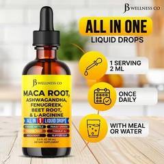 Organic Maca Root Liquid Drops 2-Pack, Ashwagandha, Nettle, Fenugreek, Beet Root