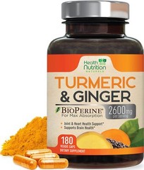 Turmeric Curcumin with BioPerine 2600mg with Ginger & Black Pepper Capsules