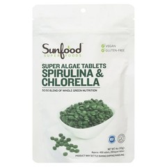 Sunfood Super Algae Tablets Spirulina Chlorella 50/50 Blend 4oz 456ct Vegan