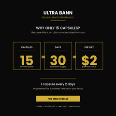 Ultra Bann Men&rsquo;s Performance | 1 Cap = 2 Days | Premium 30-Day Formula 40+