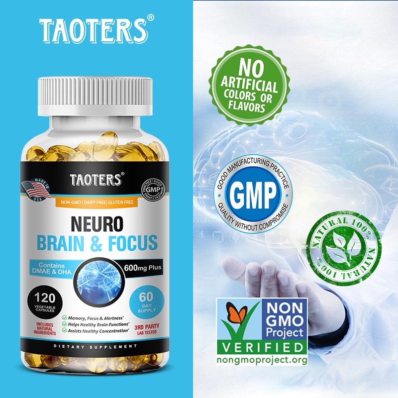 Neuro Brain Focus Promote Growth Development Improves Concentration 120 Capsules