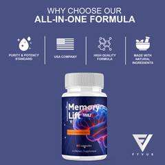 (3 Pack) Memory Lift Max Supplement, MemoryLift Nootropic Pills (180 Capsules)
