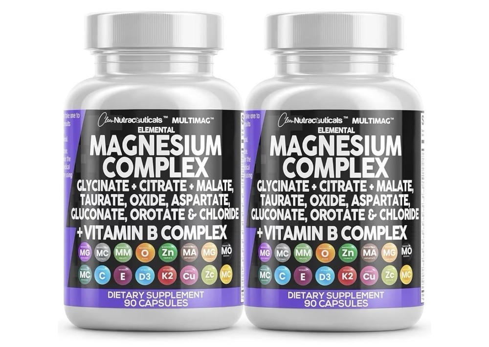 Clean Nutraceuticals Magnesium Complex B Complex Dietary Supplement 90 Capsules