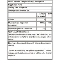 Source Naturals Magtein Magnesium L-Threonate, 90 Capsules