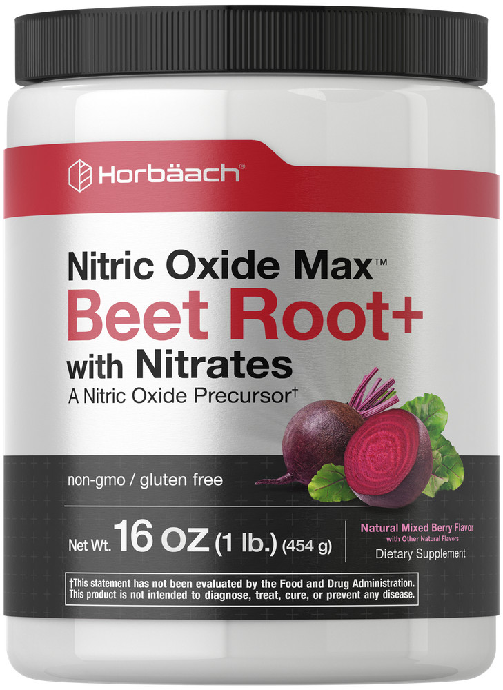 Nitric Oxide Beet Root Powder | 16 oz | Natural Mixed Berry Flavor | by Horbaach