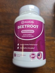 Rosabella Organic Beetroot 1300mg Dietary Supplement 60 Veggie Capsules