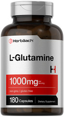 L Glutamine Capsules | 1000mg | 180 Count | Non-GMO, Gluten Free | by Horbaach