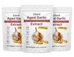 3 PACK Elare Aged Garlic Extract 900 SOFTGELS 7500mg Odorless Heart & Immune