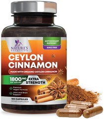 Organic Ceylon Cinnamon Capsules – Extra Strength 180 Count (Pack of 1)