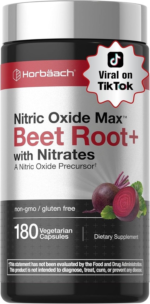 Horbäach Nitric Oxide Beet Root Capsules | 6 Months | 3 Bottles