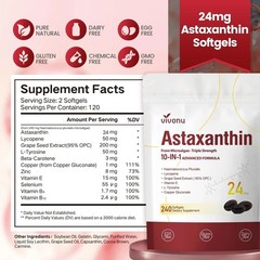 24mg Astaxanthin 10‑in‑1 Complex 240Softgels Antioxidant Skin Eye Immune Support