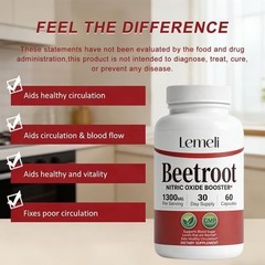 Lemeli Beetroot Capsules, Lemeli Beetroot Extract 1300mg, Pure, Non-GMO 60 Pcs