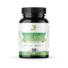 Organic Holy Basil 20:1 Extract 2.5% Ursolic Acid (120 Veg Capsules) Made In USA